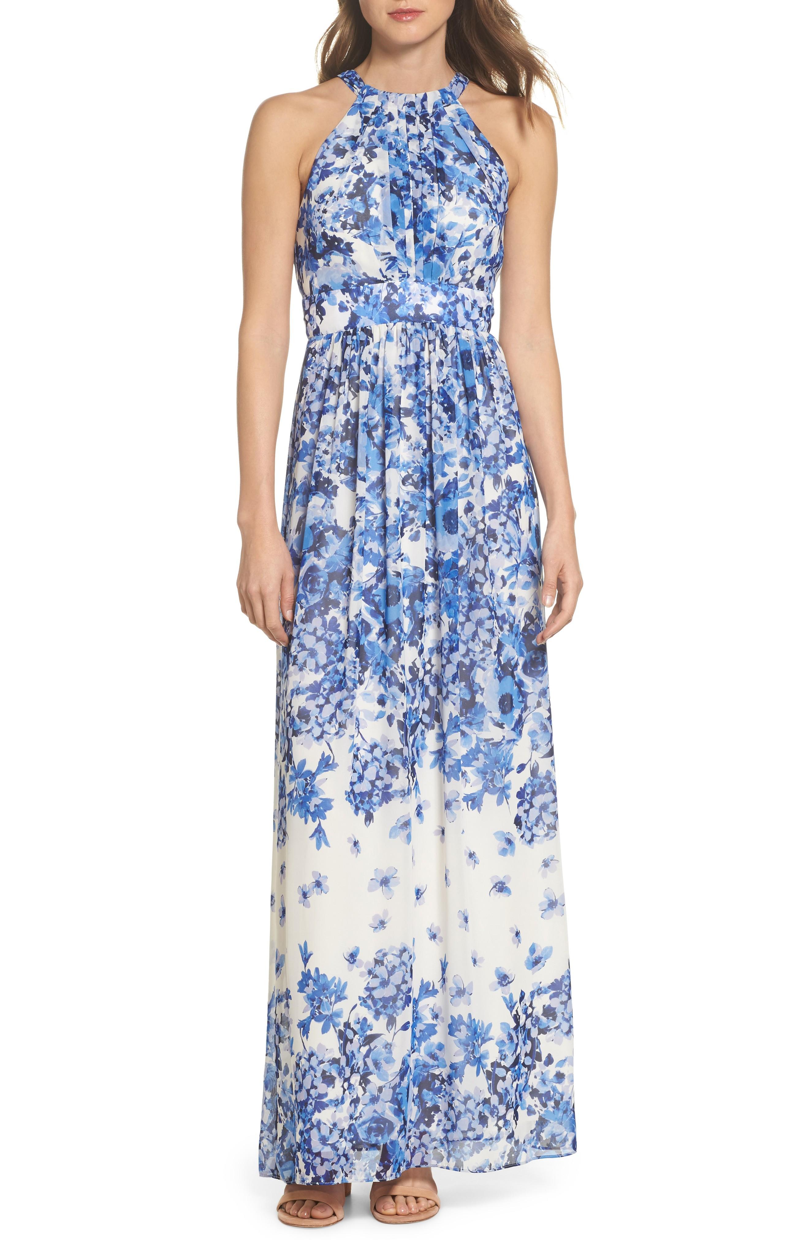 eliza j blue floral dress