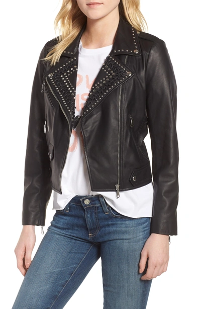 Rebecca Minkoff Wes Leather Moto Jacket In Black