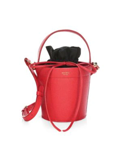 Mateo The Madeline Leather Bucket Bag In Rouge Red/gold
