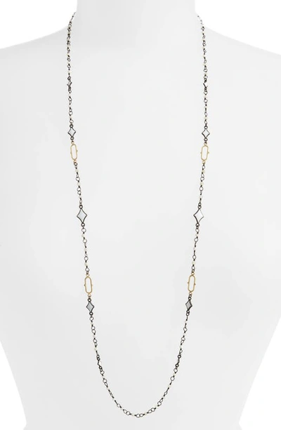 Armenta 18k Yellow Gold & Blackened Sterling Silver Old World Crivelli Moonstone Beaded Necklace, 36 In Blackened Silver