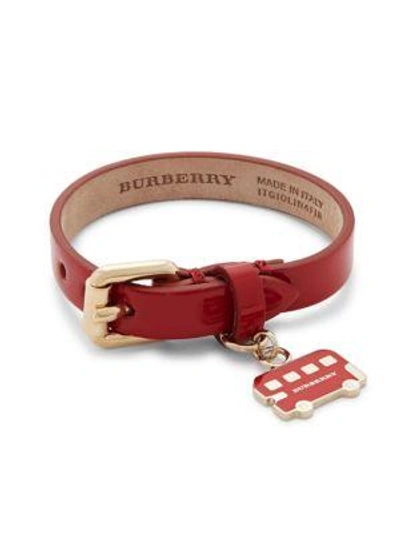 Burberry Leather Buckle Bracelet In Red