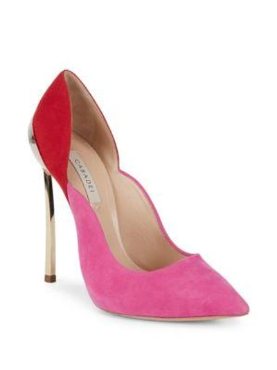 Casadei Colorblock Leather Stiletto Pumps In Candy