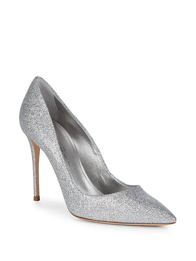 Casadei Hollywood Leather Pumps In Silver
