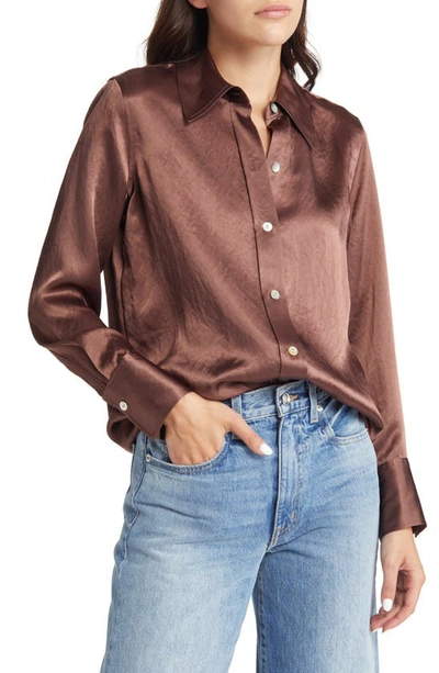 Rails Andrea Textured Button-up Shirt In Nutmeg