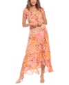 London Times Ruffle Wrap Maxi Dress In Red