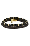 Hmy Jewelry 18k Yellow Gold Beaded & Leather Bracelet Duo In 18k Gold Steel/ Black