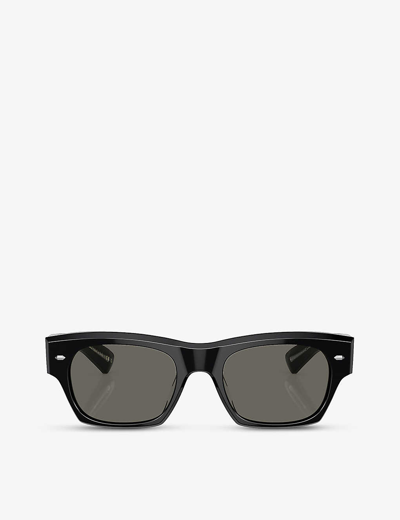 Oliver Peoples Kasdan Rectangle-frame Sunglasses In Black