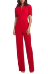 Dress The Population Gloria Short Sleeve Jumpsuit In Red