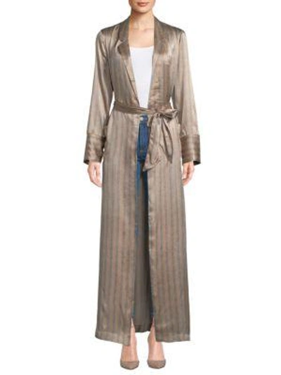 Equipment Florian Striped Silk Robe In French Nude