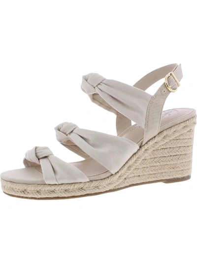 Lifestride Talent Womens Slingback Open Toe Wedge Sandals In White