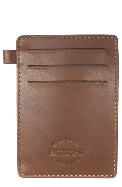 Boconi Stitched Rfid Leather Card Case In Cognac