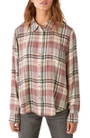Lucky Brand Cloud Plaid Boyfriend Shirt In Mauve Plaid