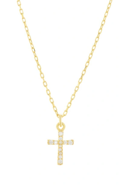 Argento Vivo Sterling Silver Cz Cross Pendant Necklace In Gold