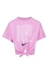 Nike Kids' Knot Front T-shirt In Psychic Pink