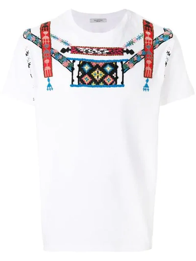 Valentino White Cotton T-shirt With Embroidery