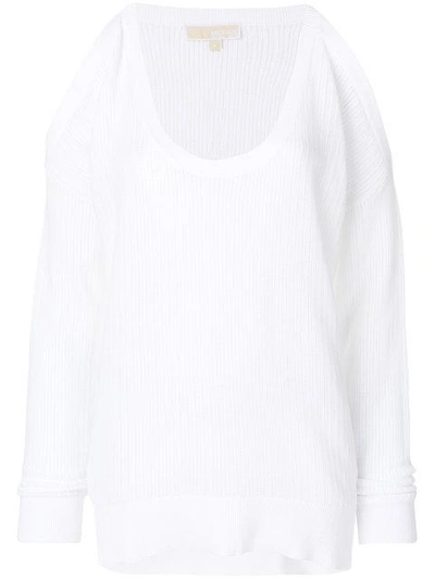 Michael Kors Cold Shoulder Sweater In White