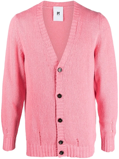 Pt Torino Ripped Cardigan In Pink