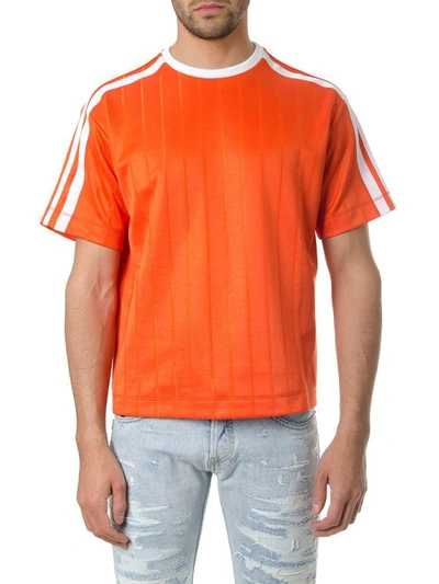 Diesel Black Gold Orange Cotton T-shirt With White Stripes