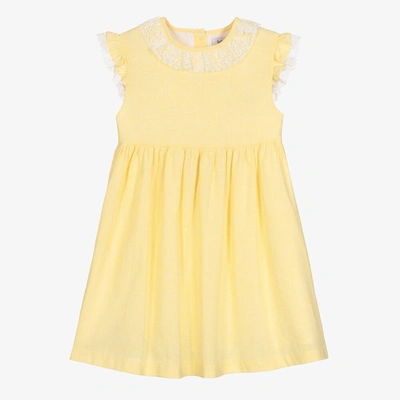 Babidu Babies' Girls Yellow Check Cotton Dress