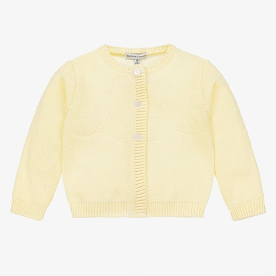 Beatrice & George Babies' Girls Yellow Cotton Knit Cardigan