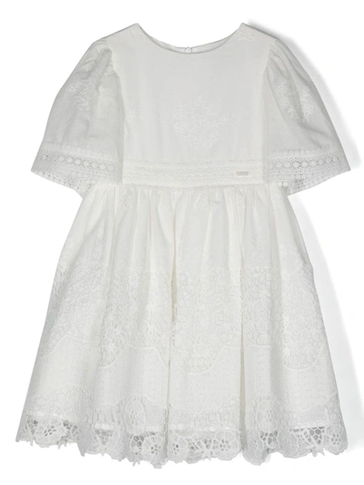 Patachou Kids' Girls White Floral Embroidered Dress