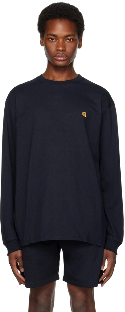 Carhartt Long Sleeve Chase T-shirt In Navy