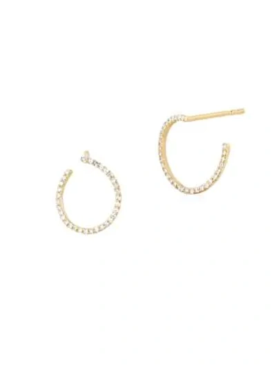 Ef Collection Women's Diamond Illusion Hoop Earrings In Yellow Gold
