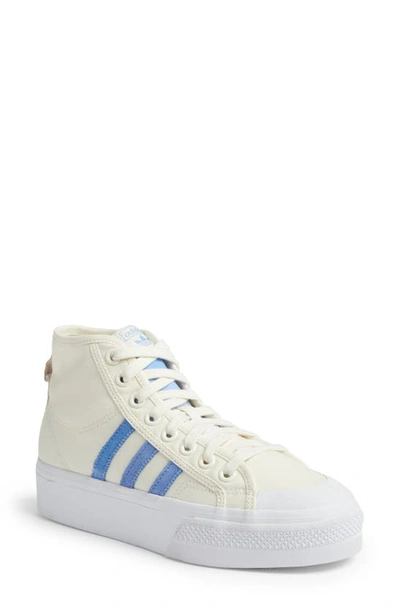 Adidas Originals Adidas Women's Originals Nizza Platform Mid Casual Shoes In White/ Blue / White
