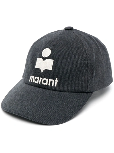 Isabel Marant Black Logo Embroidered Baseball Cap In Multi-colored