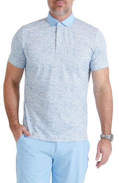 Redvanly Belmont Floral Performance Golf Polo In Bright White