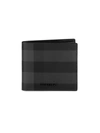 Burberry Men's Check Bifold Wallet In Charcoal