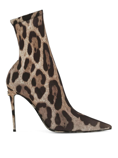 Dolce & Gabbana Women's Leopard Stiletto Sock Booties In Estampado Animalier