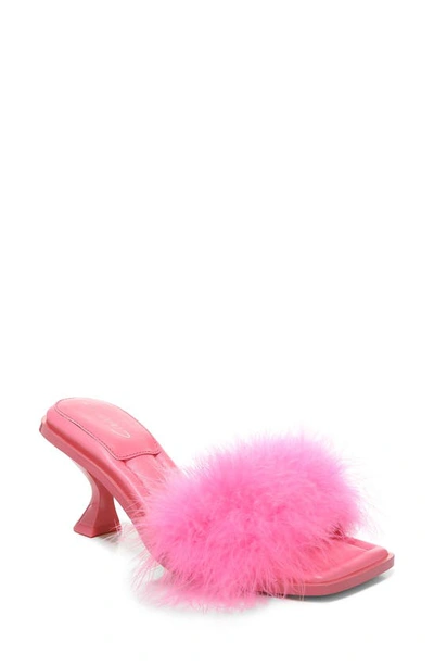 Circus Ny Florence Feather Slide Sandal In Punk Pink