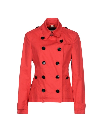 Burberry Double Breasted Pea Coat In Red