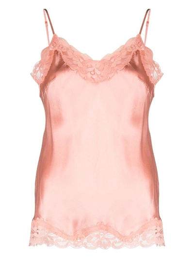 Gold Hawk Lace-trim Slip Top In Pale Peach