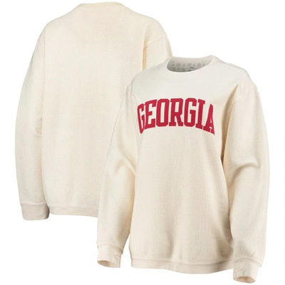 Pressbox White Georgia Bulldogs Comfy Cord Vintage Wash Basic Arch Pullover Sweatshirt