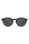 Polo Ralph Lauren 51mm Round Sunglasses In Shiny Black