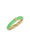 Bonbonwhims Adjustable Enamel Band Ring In Bright Green