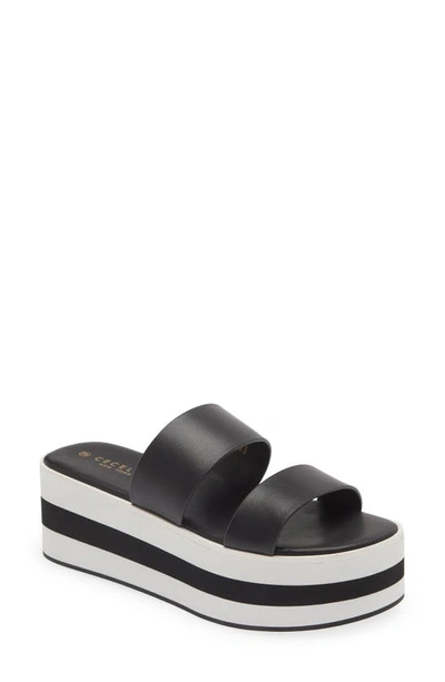 Cecelia New York King Platform Slide Sandal In Black And White