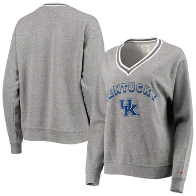 League Collegiate Wear Heathered Gray Kentucky Wildcats Victory Springs Tri-blend V-neck Pullover Sw