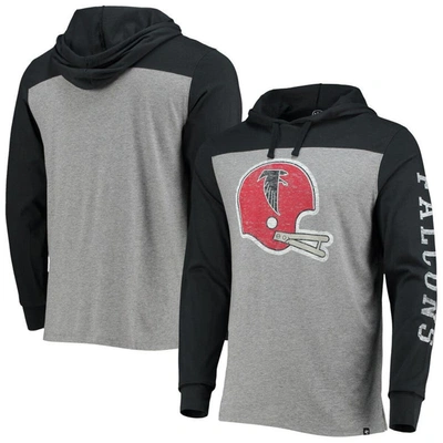 47 ' Heathered Grey Atlanta Falcons Franklin Wooster Throwback Long Sleeve Hoodie T-shirt In Heather Grey
