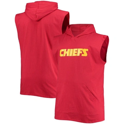Profile Red Kansas City Chiefs Big & Tall Muscle Sleeveless Pullover Hoodie
