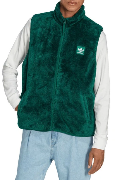 Adidas Originals Reversible Fleece Waistcoat In Green