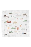 Little Unicorn 3-pack Print Cotton Muslin Blankets In Farmyard