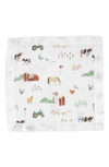 Little Unicorn Kids' 3-pack Print Cotton Muslin Blankets In Farmyard