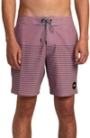 Rvca Current Stripe Water Repellent Board Shorts In Lavender