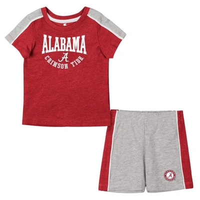 Colosseum Babies' Infant  Crimson/heather Grey Alabama Crimson Tide Norman T-shirt & Shorts Set