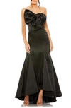 Mac Duggal Strapless Satin Mermaid Gown In Black