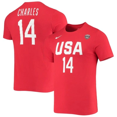 Nike Women's  Tina Charles Usa Basketball Red Name And Number Performance T-shirt