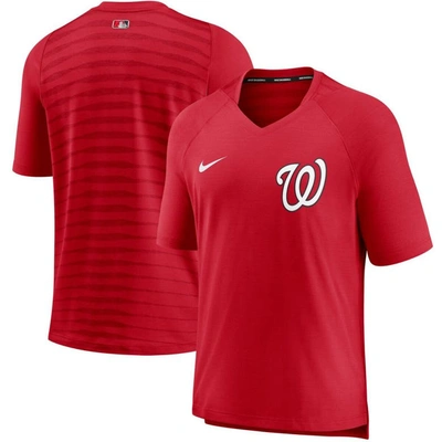 Nike Red Washington Nationals Authentic Collection Pregame Performance V-neck T-shirt